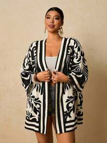 suelta con estampado tropical para mujer de talla grande, Bata de baño, Kimono de playa, Año Nuevo, Acción de Gracias, Navidad, Playa, Playa para mujeres, Conjunto de playa, Playa para mujeres, Moda de playa, Moda de playa para mujeres - Multicolor - Ver 5