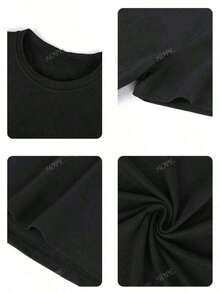 Camiseta de manga corta para mujer, nueva colección primavera-verano 2026, con diseño estampado, versátil para uso diario, adecuada para ocasiones de oficina y casuales. Cada pieza está empaquetada individualmente. - Negro - Ver 4