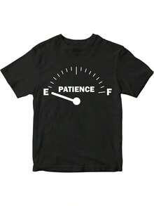 Women's Colorful Minimalist T-Shirt With Patience Chart Graphic And Humorous Lettering - Women's Casual Summer Blouses, Soft, Breathable, Loose Cotton Blouse, Women's Summer Clothes, Back To School Streetwear, Daily Campus Outfit, Suitable For Spring, Summer, And Autumn. - 黑色 - 查看 7
