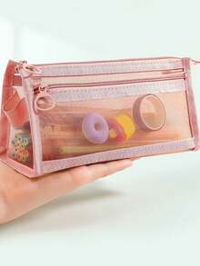 Ins-Style Large-Capacity Pencil Case Stationery Pouch, Multi-Layer Compartment Storage, High-Aesthetic Pencil And Stationery Organizer For Boys And Girls, Available In Multiple Colors, Essential For Back-To-School, Hand-Held Pencil Pouch,Multi-Layer Pencil Case, Multi-Functional Large Capacity, Zipper Closure, Independent Compartments, Convenient Storage Mesh Design, Multi-Color Optional Storage Bag, Your Ideal Office Desktop Organization Helper - One Size Fits All - View 7