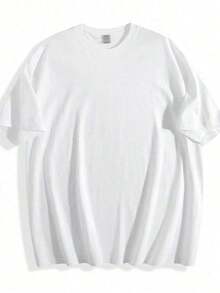 Camiseta de Talla Grande con Estampado de Rosas y Periódico - 100% Algodón, Cuello Redondo para Hombres, Regalos, Ropa para Hombres Altos y Corpulentos - Blanco - Ver 3