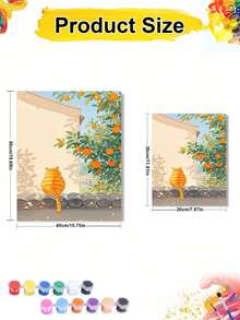 40x50cm/16x20in 橘貓與柑橘樹 DIY 數位油畫手工藝品 家居裝飾 成人節日禮物 - 40*50厘米 - 查看 2