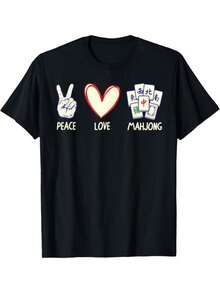 Camiseta Divertida de Mahjong para Hombres y Mujeres - Manga Corta de Algodón con Diseño de Mahjong, Corte Regular y Tejido Cómodo Elástico, Ropa Casual para Todas las Estaciones Ideal para Jugadores y Fans de Mahjong - Regalo Divertido - Negro - Ver 6