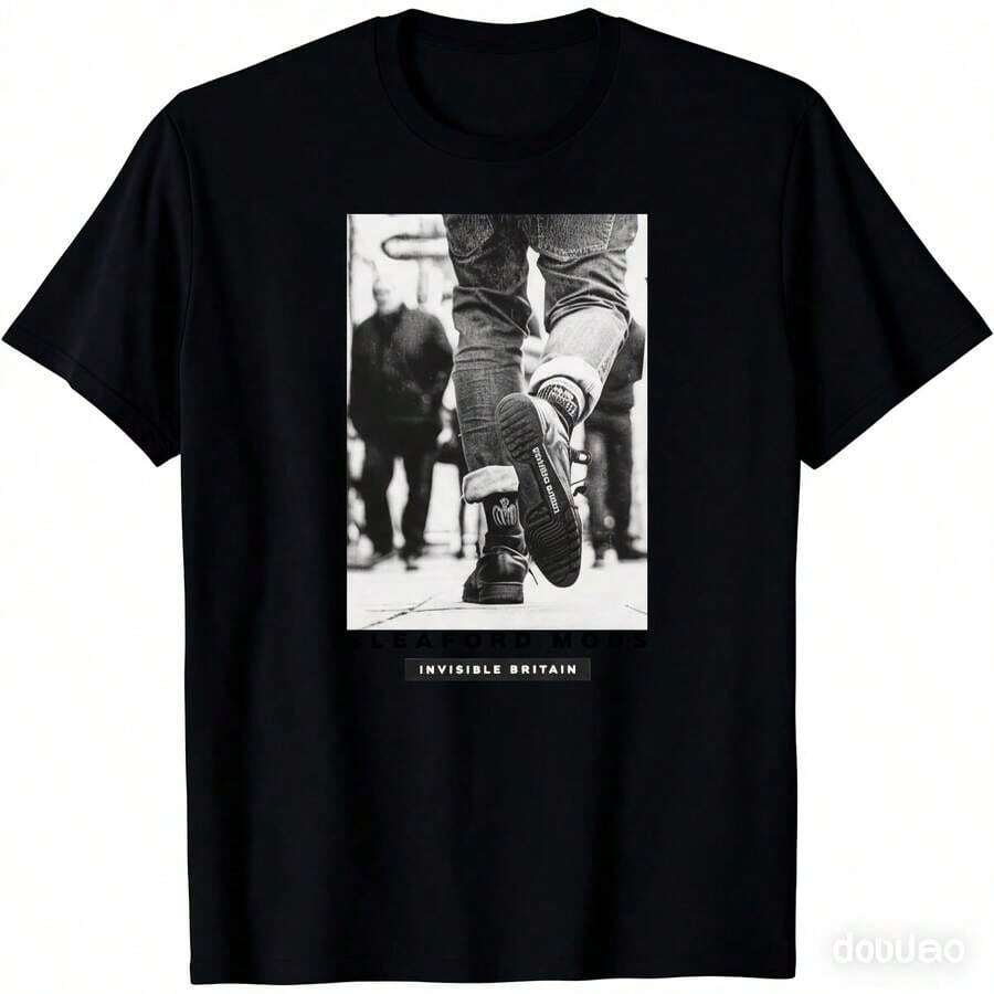 Sleaford Mods Herren-T-Shirt mit ikonischem Logo und Tracklist – Weißes T-Shirt mit Musikalbum-Aufdruck und Signature Boots-Grafik, lässiges Rundhals-Kurzarmshirt für Freizeitkleidung und Sleaford Mods-Fans, hochwertige Herrenbekleidung, Herren-T-Shirts, Oversize-T-Shirts, Grafik-T-Shirts, Oversize-T-Shirts, T-Shirt für Männer, Fitnessbekleidung für Männer, Vintage-T-Shirt, lustiges Sommergeschenk, Oberteile, T-Shirts für Mädchen, Oberteile für Männer, 100 % Baumwolle, 1 Stück, 180 g - Schwarz - Übersicht 1