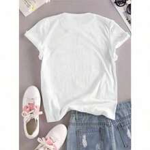 ropa de mujer Camiseta de Mujer con Estampado de Vaquera del Oeste - Manga Corta, Cuello Redondo, Estilo Casual con Diseño de Botas y Caballos, Cactus Rosados y Corazones Rojos - Texto Vaquera San Valentín/Howdy - Camiseta Blanca para Primavera, Verano, Otoño, para Fiestas Temáticas del Campo, Atuendos de Rancho, camisas de mujer - Blanco - Ver 2