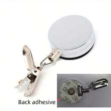 Steel Wire Clothes & Hat Clips, No-Drill Towel, Hat, Clothing Storage Clips, Double-Sided Adhesive Key Hook Anti-Loss Retractable Clip For Multiple Scenarios, Self-Adhesive Wall-Mounted Spring Clip, Automatic Rebound Strong Clip, Adjustable Tension Bathroom & Kitchen Organizer Rack, Suitable For Home & Hotel Use - Round Pull Clip - View 8