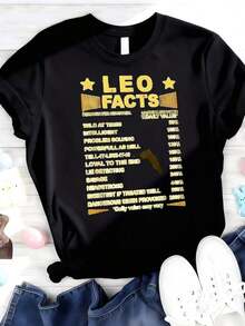 Camisetas Divertidas 100% Algodón para Mujer Leo Fac-4Pure-Cotton - Negro 2 - Ver 3
