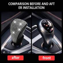 Shiny Rhinestone Car Gear Shift Knob Cover, Automatic Gear Shift Cover, PU Leather Anti-Slip Protective Sleeve, Enhances Car Interior Elegance, Suitable For Car Interior Decoration Exquisite Gift, Universal Car Interior Decoration Accessory - Multicolor - View 5