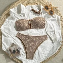 Nuevo Bikini Sexy de Dos Piezas de Cintura Alta para Vacaciones 2026 - Z17 Marrón claro - Ver 9