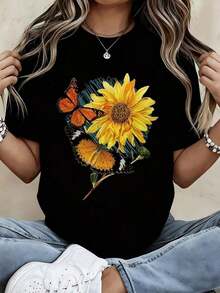 Nuevas llegadas para el verano. Camiseta casual para mujer, blanca, con estampado de conejo de Pascua, diseño de Feliz Pascua, ideal para fiestas de primavera. Blusa, camisa > Hermosa. - Negro - Ver 11