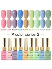 XEIJAYI 9 Colors 15ml New Popular Solid Color Set Nail Gel Polish Semi Permanent Nail Art Soaking UV LED Nail Salon DIY Nail Salon Gel For Spring And Summer - Bộ 9 màu 03 - Xem 9