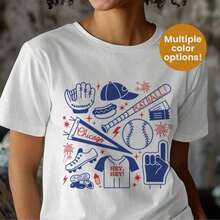 Camiseta Vintage de Béisbol de Chicago con Divertida Mascota Sonriente, Camiseta para el Día del Partido de Béisbol de Chicago, Camiseta de la Ciudad de Chicago para el Verano, Estilo Unisex, Camiseta Fresca de Verano, Estilo Unisex - Blanco 5 - Ver 7