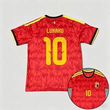 26-27 World Cup Belgium National Team Home Jersey Custom Print Fan Version Quick Dry Short Sleeve Football Shirt - 盧卡庫#10 - 查看 2
