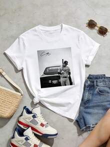 Camiseta de manga corta con cuello redondo suave y casual de verano para mujer, Los Ángeles, Jugador Estrella, Número de camiseta "17", Revista Deportiva Retro de los 90, Ropa Deportiva Urbana Retro, Tops para Mujer, Generación Z, Tops, Curva, Tops de Mujer, Tops de Verano, Conjuntos de Primavera, Estilo Urbano Americano, Casual Deportivo, Estilo Unisex, Estilo Casual Urbano, Ropa Urbana Retro, Subcultura, Estilo Europeo, Top Negro, Tops Blancos. Blanco - Blanco - Ver 3