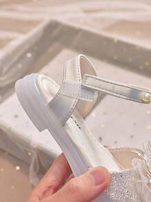 Girls' Soft Sole Sandals, Cute Sequin Bow Princess Shoes, Crystal Shoes For Little Girls, Suitable For Summer - Beige - View 7