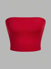 Set de 3 tops cortos ajustados de unicolor minimalista para mujer, apropiados para el verano - Multicolor 9 - Ver 4