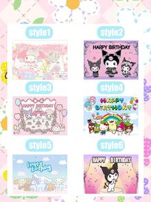 Bộ phông nền sinh nhật chủ đề các nhân vật Sanrio, gồm 6 thiết kế ngộ nghĩnh của My Melody, Kuromi, Cinnamoroll và Hello Kitty với họa tiết pastel, dòng chữ "Chúc mừng sinh nhật" và những khung cảnh mộng mơ. Được làm từ chất liệu vải nhẹ, chống nhăn với hình ảnh in sắc nét, độ phân giải cao, phông nền này sẽ tạo thêm tính thẩm mỹ vui tươi và hài hòa cho các buổi tiệc sinh nhật, chụp ảnh và các sự kiện theo chủ đề. - Nhiều kiểu dáng - Xem 2