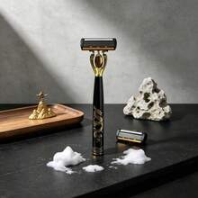 1pc Razor + 18pcs Blades, 6-Layer Safety Manual Shaving Razor, Engraved Dragon Pattern Shaving Tool, Men's Beard Care Products - Shaver - View 7