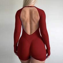 Women's All-In-One Sports Jumpsuit: Backless, Butt-Lifting And Ultra-Stretch - Camel - View 4