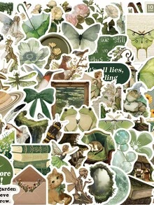 64 piezas Pegatinas de Arte Estético Estilo INS Verde para Funda de Teléfono, Monopatín, Portátil, Equipaje, Bicicleta, Etc. Útiles Escolares - 64 piezas - Ver 13