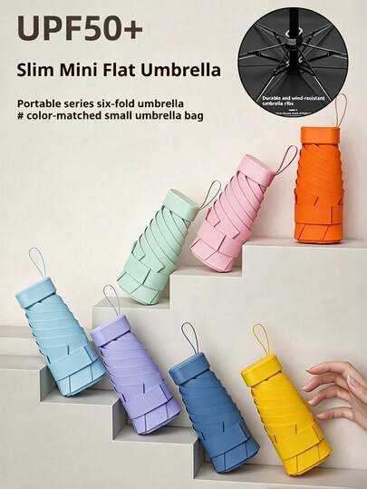 Compact Folding Umbrella, Mini Pocket Waterproof Portable Travel Umbrella, Sunshade Umbrella, Ladies UV Protection Umbrella, 2-In-1 Mini Six-Fold Ultralight Portable Umbrella, Mini Travel Umbrella, Windproof Rainy And Sunny Dual-Use Portable Umbrella, 99% UV Protection, Unisex, Sturdy Structure, Sun And Rain Protection, Travel Essential, Christmas Gift, Sunshade Umbrella, Mini Umbrella