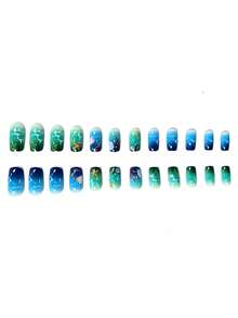 24 piezas Juego de uñas postizas con forma de almendra, adecuado para fiestas, citas, Navidad, Día de San Valentín, regalo para mujeres y niñas, incluye 1 lima de uñas y 1 gel de gelatina - Multicolor - Ver 2