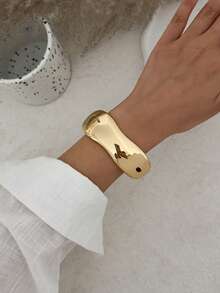 1 Stück auffälliges geometrisches, übertrieben geschwungenes poliertes Harz-Manschettenarmband, luxuriös & elegant, für Hochzeit, Bankett, Urlaub, Party, Lässig, Streetstyle, Frauen, Paare, Feiertag, Geburtstag, vielseitiges Geschenk - Armband - Übersicht 11