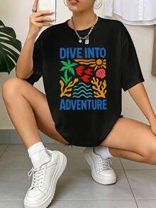 Camiseta de mujer con recorte artístico de Matisse - Top extragrande de manga corta y hombros caídos con icónico diseño de recorte de Matisse, ropa de playa de ajuste holgado adecuada para primavera/verano, blusa casual lavable a máquina para atuendo casual - Negro - Ver 6
