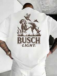 Camiseta de Caza GiftSouthern USA, "BUSCH LIGHT", Camiseta de Verano para Hombre, para Entusiastas de las Actividades al Aire Libre, Camiseta con Estampado de Doble Cara con Motivo de Perro y Pájaro, Camiseta de Manga Corta 100% Algodón de Primera Calidad, Cuello Redondo, Suave y Transpirable, Camiseta Casual de Corte Holgado, Elegante y Versátil para Hombres y Mujeres, Perfecta para el Uso Diario, Ropa para Actividades al Aire Libre, Regalo Ideal para Novio, Regalo para Hombre, Ropa para Hombre. - Blanco - Ver 4
