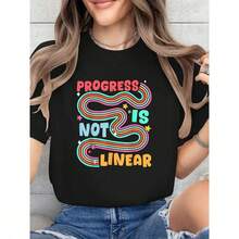 Progress Is Not Linear - T-Shirt For Special Education Teachers - 黑色 - 查看 5
