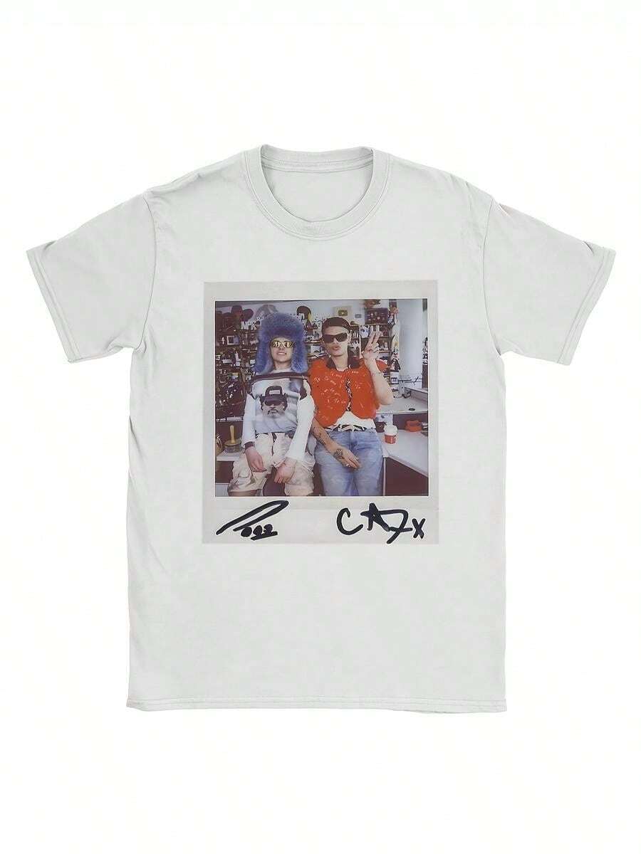 CA7RIEL & Paco Amoroso Papota Tour T-Shirts For All Genders - Vintage White Tour Graphic Tee, Crew Neck Style For Men, Retro Y2K Harajuku Streetwear, Ideal For Outfits - 白色 - 查看 1