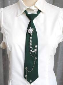 1pc Snowflake Chain Tie-Free Necktie, Casual Business Party Gift, Daily Preppy Street Style - Multicolor - View 4