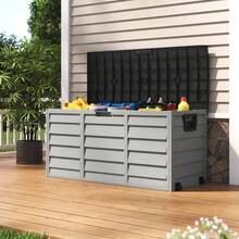290L Outdoor Storage Box, Foldable And Lockable Plastic Deck Box With Lid, Patio Storage Box For Garden, Pool, Balcony And Terrace Furniture,112CMx49CMx54CM,Black - 112CMx49CMx54CM-black Lid - View 2