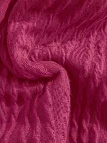 Traje de baño de una pieza con escote en  y espalda descubierta, de punto jacquard con textura, color verde oliva, adecuado para vacaciones en la playa - Rosa Fucsia - Ver 7