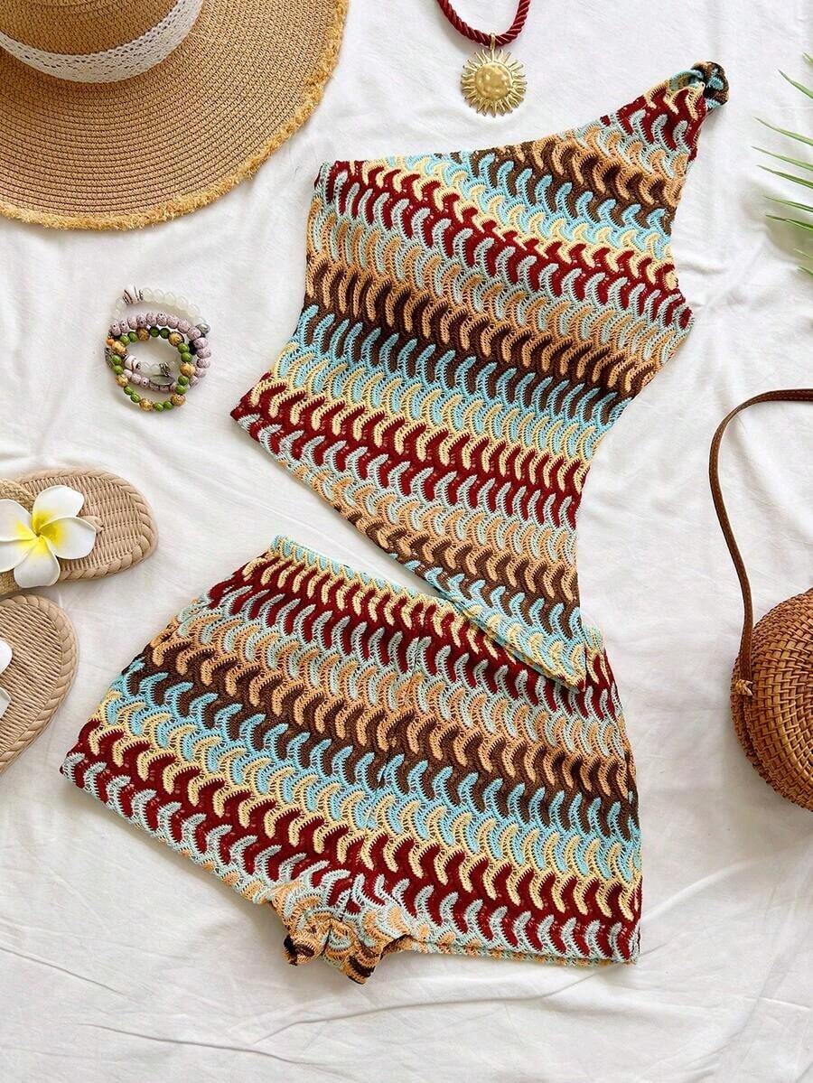 conjunto de verano para mujer, conjunto de vacaciones, conjunto de 2 piezas para uso diario, conjunto de vacaciones en la isla, bohemio, boho, floral romántico, vacaciones, floral - Multicolor 2 - Ver 1