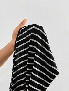 Rompers para mujeres de talla grande, mono informal de rayas, vestidos de verano para mujer, traje de una pieza, mono corto, para dama - Blanco y Negro 2 - Ver 7