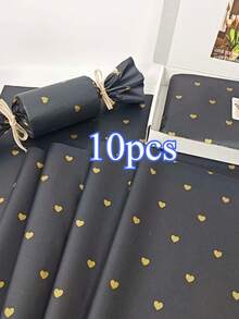 10/20/25/50 Sheets Black Gold Heart Pattern Tissue Paper, Suitable For DIY Crafts, Party Gifts, Bouquet Wrapping, Clothing Packaging And Birthday Gift Decoration - Black Background With Gold Heart - View 8