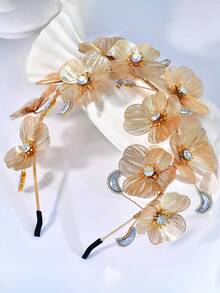 1pc Women's Hair Accessory, Rhinestone Headband, Bridal Hair Accessory, Wedding Banquet And Ball Hair Accessory, Wedding Accessory, Summer Hair Accessory - Gold - View 2