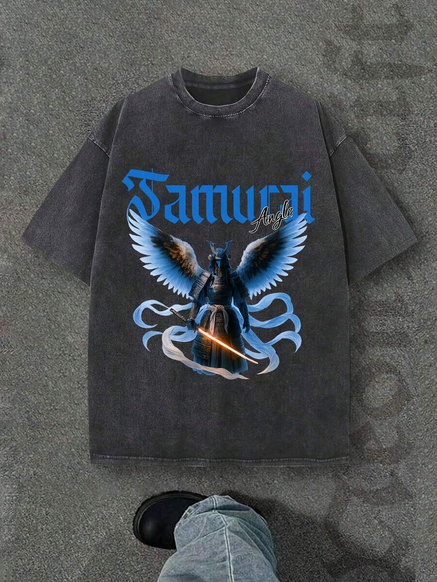 Camiseta casual vintage cómoda y lavada para mujer, camiseta de manga corta con cuello redondo,% algodón lavado y versátil para hombre, adecuada para uso diario y atuendos de, estilo unisex. - Negro - Ver 1