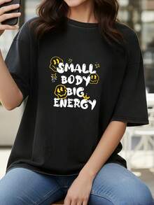 Women's Comfortable And Washed Vintage Casual T-Shirt, Short Sleeve Round Neck T-Shirt, 100% Washed Cotton And Versatile For Men, Suitable For Daily Wear And Outfits, Unisex Style. - 黑色 - 查看 7