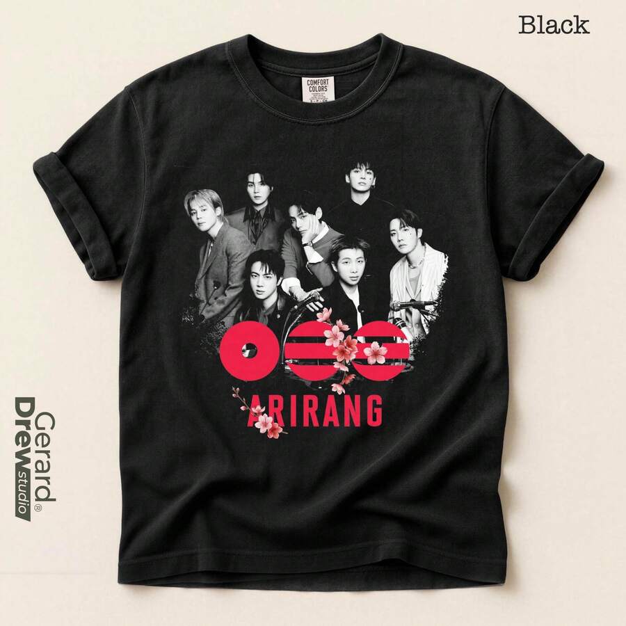 BTSWorld Tour Arirang Photos ComfortColors T-ShirtBangtan SugaV Hoolijin J-Hope JungkookTee K-Pop Fan Shirt - màu đen - Xem 1