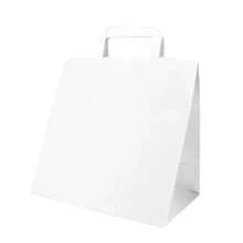 HOT BARGAINS White Paper Bags With Flat Handles | Takeaway Carriers - 50 X White - View 2