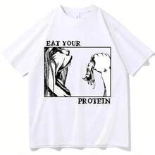 Camiseta de Hombre con Estampado de Anime Japonés, Estilo HarAJsuku, a la Moda, Informal, Holgada, Transpirable, de Algodón Puro, de Manga Corta para Verano - forma - Ver 1