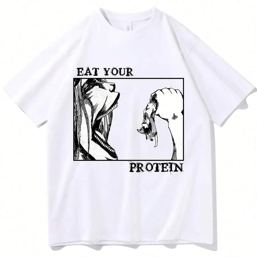 Camiseta de Hombre con Estampado de Anime Japonés, Estilo HarAJsuku, a la Moda, Informal, Holgada, Transpirable, de Algodón Puro, de Manga Corta para Verano - forma - Ver 1