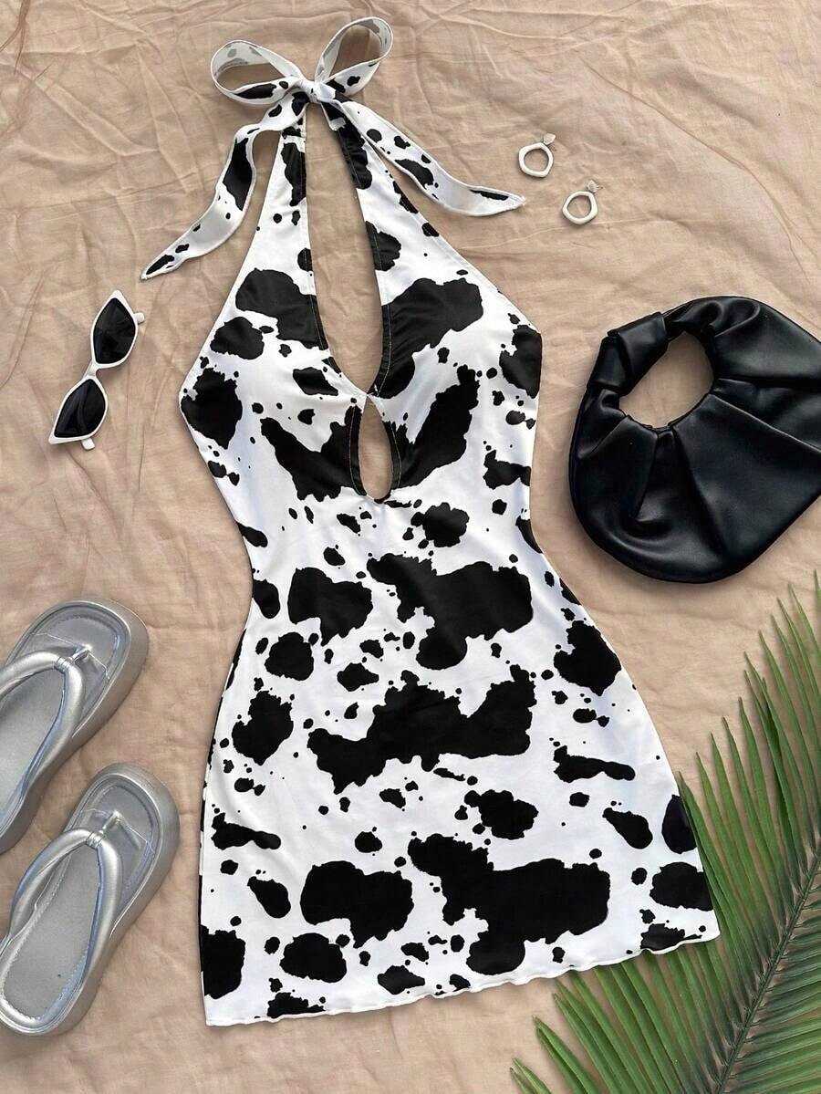 Vestido mini casual para vacaciones, boda en la playa, graduación, brunch, Día de San Patricio, vacaciones de primavera, Pascua, festival de música, elegante bohemio, tropical elegante sin tirantes, hombros descubiertos, espalda descubierta para of - Multicolor - Ver 1