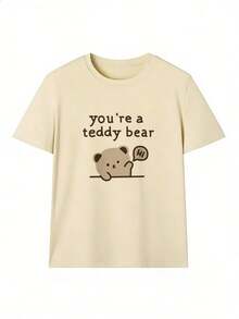Cute And Cozy Short-Sleeve T-Shirt, Fashionable Short-Sleeve T-Shirt For Spring And Summer 2026, Made In Mexico, 180 Grams. Cartoon Print, Couple Design, Suitable For Indoor Or Outdoor Wear. Crew Neck, Unisex, Ideal For Office And Leisure. One-Piece Pack. - APR-P631577SLNDXZGY577 - 查看 2