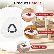 Spin Mop Replacement Mop Compatible With O Cedar 1 Tank System, 2 Microfiber Mop Heads Replacements, 58" Mop Replace Handle, 1 Scrub Brush Attachment And 1 Mop Base For Ocedar EasyWring Spin Mop - ColorA - 查看 4