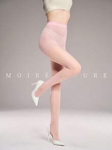 MOIRÉALLURE 1Pair Sheer Solid Color Suitable For Daily Life Basic Tights - Baby Pink - View 5