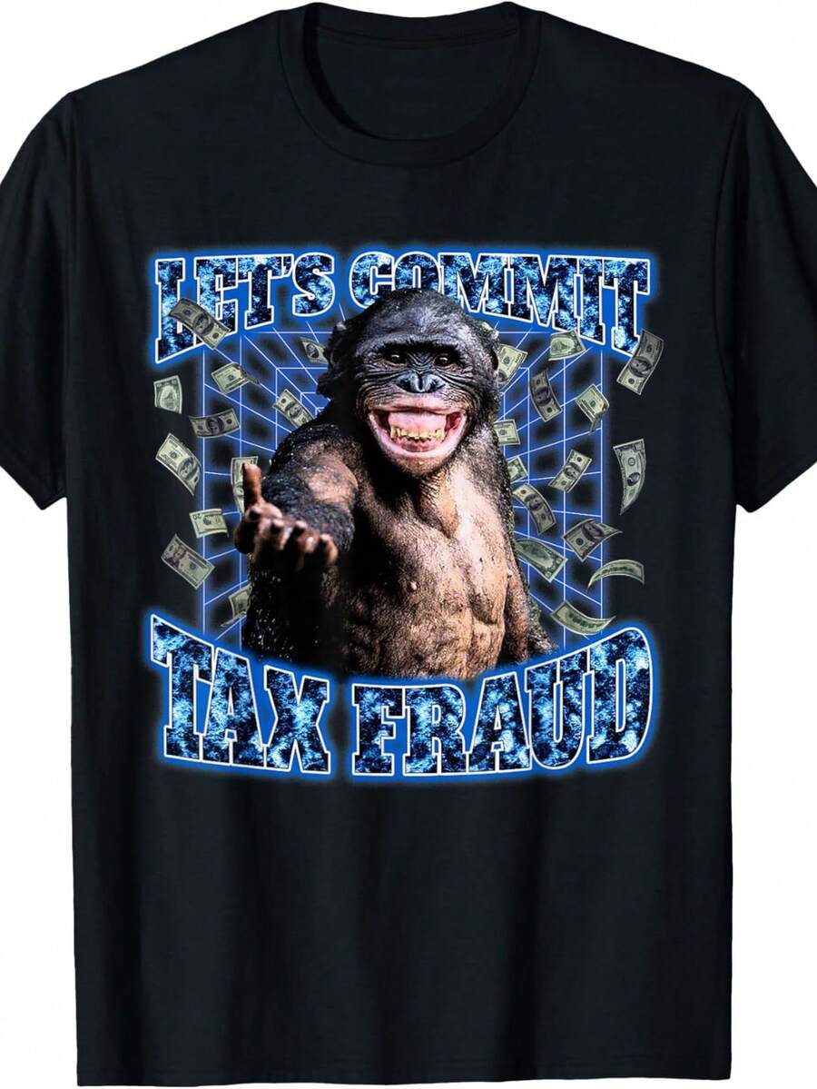 Camiseta vintage de rap pirata de los 90 con estampado "Let's Commit Tax Fraud". Camiseta unisex de algodón puro de 220 g. Peso ideal para todas las estaciones, apta tanto para hombres como para mujeres. Tejido duradero de alta calidad, suave al tacto y de larga duración. Prenda transpirable, ideal para el otoño y las vacaciones. - Negro - Ver 1