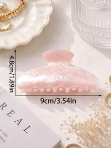 1/2pcs Set Minimalist Elegant Retro Semi-Circle Hair Clips, Warm Beige And Pink Marble Texture, Sweet Suitable For Tea Party, Hair Accessories, School Supplies, College Autumn/Winter, Women Summer Outfits Vacay Beach Claw Clips - Multicolor - View 5